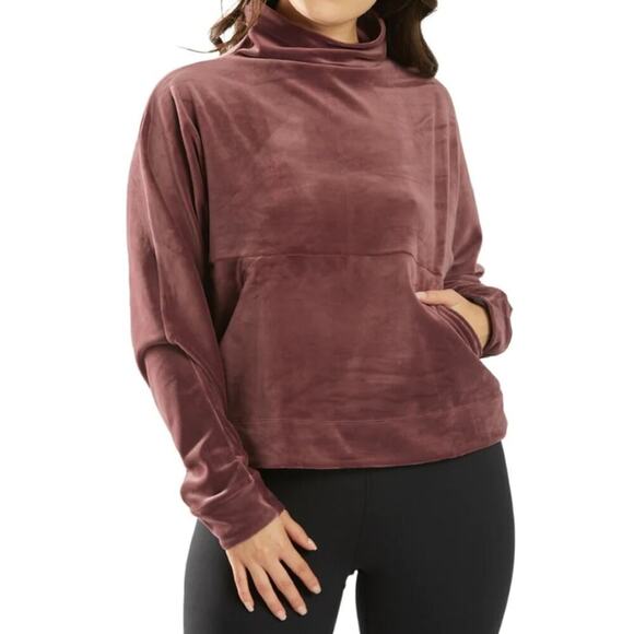Prana Pheonix pullover funnel neck velour top with kangaroo pocket size medium - Picture 2 of 12
